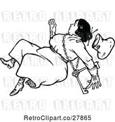 Vector Clip Art of Retro Tumbling Lady with a Key by Prawny Vintage