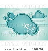 Vector Clip Art of Retro Turquoise Cloud with Vines Sparkles and Circles by Amanda Kate