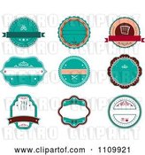Vector Clip Art of Retro Turquoise Restaurant Labels by Vector Tradition SM