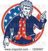Vector Clip Art of Retro Uncle Sam Pointing over an American Flag Circle by Patrimonio