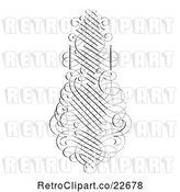Vector Clip Art of Retro Vertical Black Ornate Swirl with White Distress Overlay by BestVector