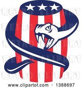 Vector Clip Art of Retro Viper Snake Coiled Around an American Stars and Stripes Beer Keg by Patrimonio