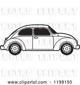 Vector Clip Art of Retro Vw Beetle Car with Tinted Windows by Lal Perera