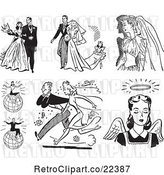Vector Clip Art of Retro Wedding Couples Successful People and Angel by BestVector