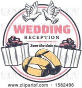 Vector Clip Art of Retro Wedding Design with Doves, Gifts and Bands by Vector Tradition SM