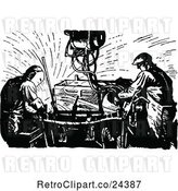Vector Clip Art of Retro Welding Machine and Workers by Prawny Vintage