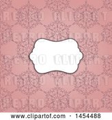 Vector Clip Art of Retro White Frame over a Pink Floral Pattern Background by KJ Pargeter