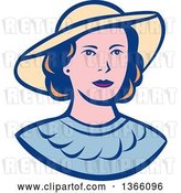 Vector Clip Art of Retro White Lady Wearing a Hat by Patrimonio