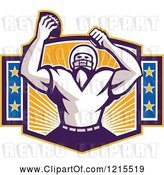 Vector Clip Art of Retro Wide Receiver American Football Player Cheering After a Touchdown by Patrimonio