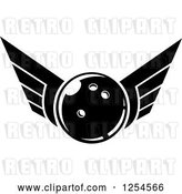 Vector Clip Art of Retro Winged Bowling Ball by Vector Tradition SM