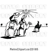 Vector Clip Art of Retro Wise Men on Camels Under the North Star by Prawny Vintage