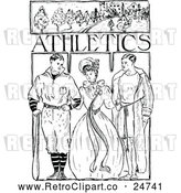 Vector Clip Art of Retro Woman and Men with Athletics Text by Prawny Vintage