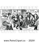 Vector Clip Art of Retro Woman and Suitors by Prawny Vintage