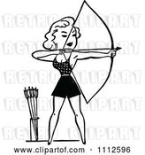 Vector Clip Art of Retro Woman Archer by Prawny Vintage