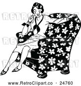 Vector Clip Art of Retro Woman Crying in a Chair by Prawny Vintage