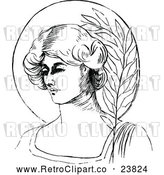 Vector Clip Art of Retro Woman with Leaves by Prawny Vintage