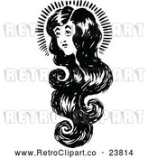 Vector Clip Art of Retro Woman with Long Hair by Prawny Vintage