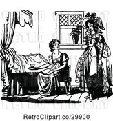 Vector Clip Art of Retro Women at Someones Bed Side by Prawny Vintage
