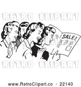 Vector Clip Art of Retro Women Reading an Advertisement by BestVector
