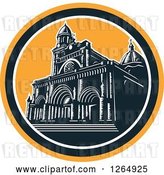 Vector Clip Art of Retro Woodcut Facade of the Manila Cathedral in Intramuros, Manila, Philippines by Patrimonio