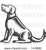 Vector Clip Art of Retro Woodcut Sitting Welsh Terrier Dog by Patrimonio