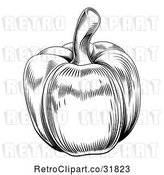 Vector Clip Art of Retro Woodcut Styled Bell Pepper in by AtStockIllustration