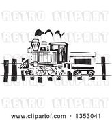 Vector Clip Art of Retro Woodcut Train on a Rail Road by Xunantunich
