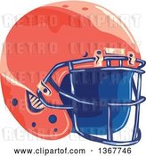 Vector Clip Art of Retro WPA Styled Red American Football Helmet by Patrimonio