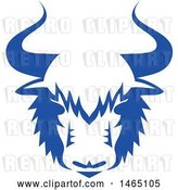 Vector Clip Art of Retro Yak Head in Blue and White Style by Patrimonio