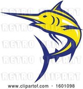 Vector Clip Art of Retro Yellow and Blue Marlin Fish Mascot by Patrimonio