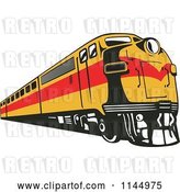 Vector Clip Art of Retro Yellow and Red Train by Patrimonio