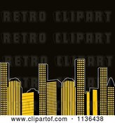 Vector Clip Art of Retro Yellow City Urban Skyscrapers with Black Copyspace by Elaineitalia