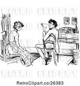 Vector Clip Art of Retro Young Couple at Home by Prawny Vintage