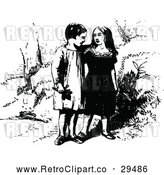 Vector Clip Art of Retro Young Strolling Couple by Prawny Vintage
