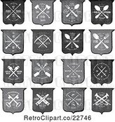 Vector Clip Art of Shields with Crossed Tools and Sample Text by BestVector