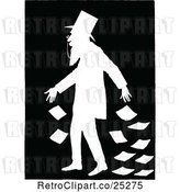 Vector Clip Art of Silhouetted Guy Dropping Banknotes by Prawny Vintage