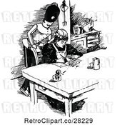 Vector Clip Art of Soldier Watching a Lady Write by Prawny Vintage
