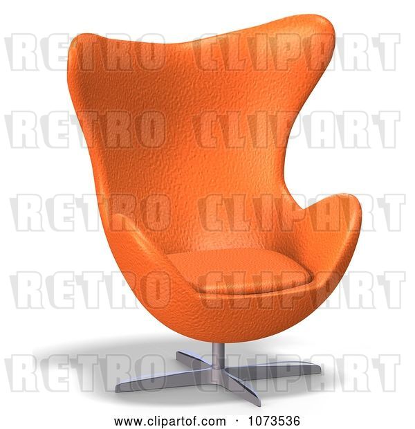 Clip Art of Retro 3d Orange Egg Chair 1