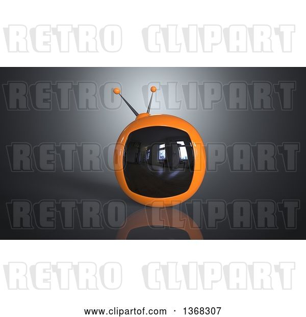 Clip Art of Retro 3d Tv on a Gray Background