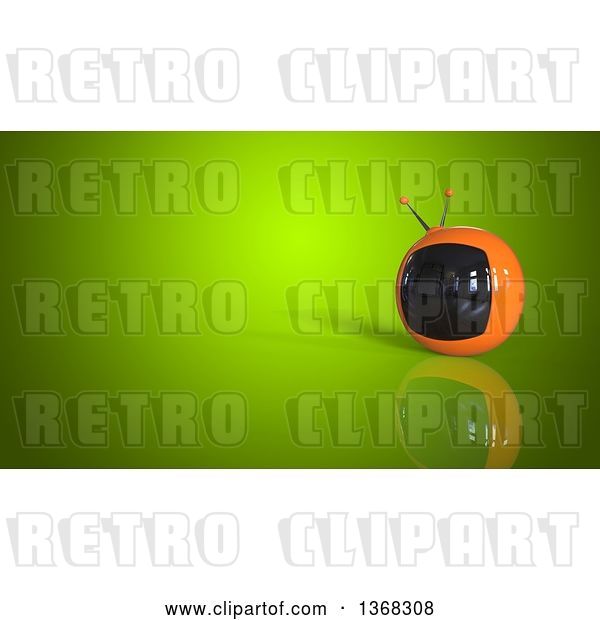 Clip Art of Retro 3d Tv on a Green Background