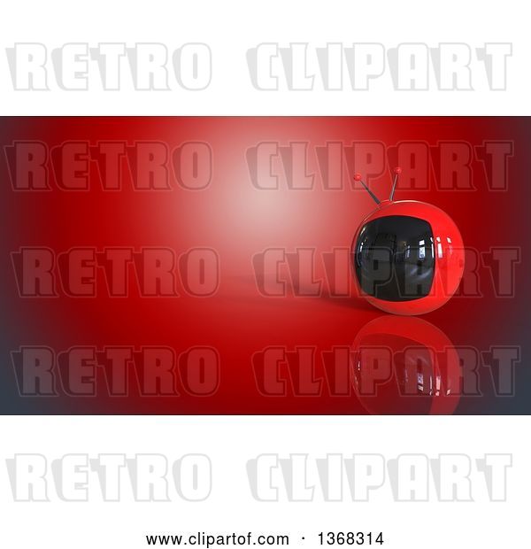 Clip Art of Retro 3d Tv on a Red Background