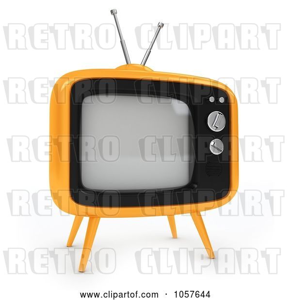 Clip Art of Retro 3d Yellow Box Tv