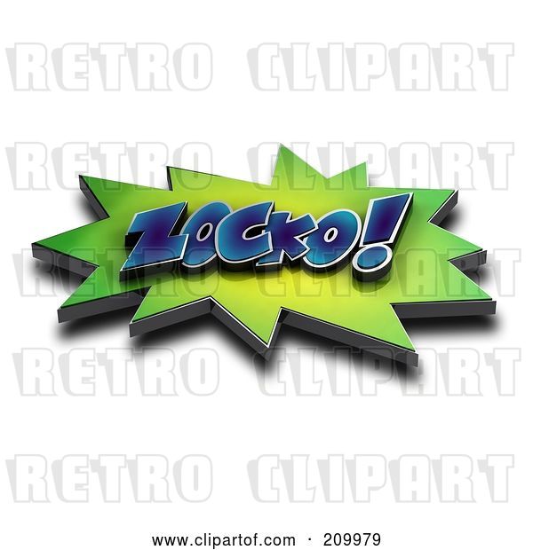 Clip Art of Retro 3d ZOCKO Comic Cloud with a Shadow