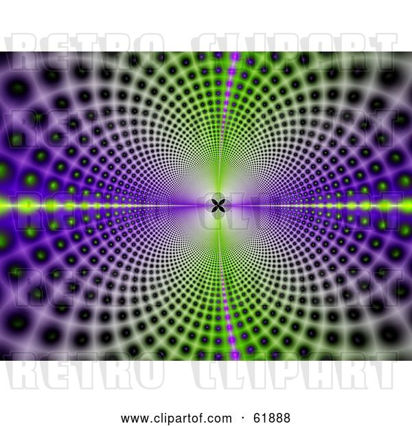 Clip Art of Retro Background of Psychedelic Green and Purple Circles Leading and Reflecting into the Distance