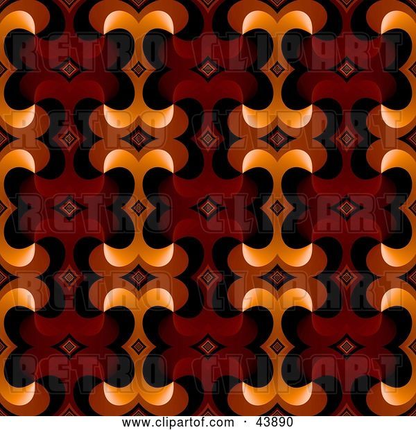 Clip Art of Retro Background of Red, Brown and Orange Designs