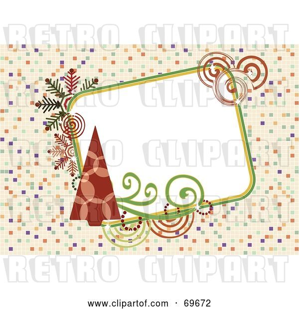 Clip Art of Retro Background with Christmas Trees and Text Space