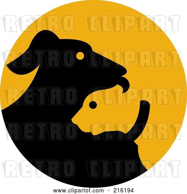 Clip Art of Retro Black and Orange Dog Logo