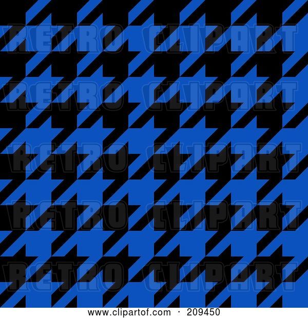 Clip Art of Retro Blue and Black Hounds Tooth Pattern Background