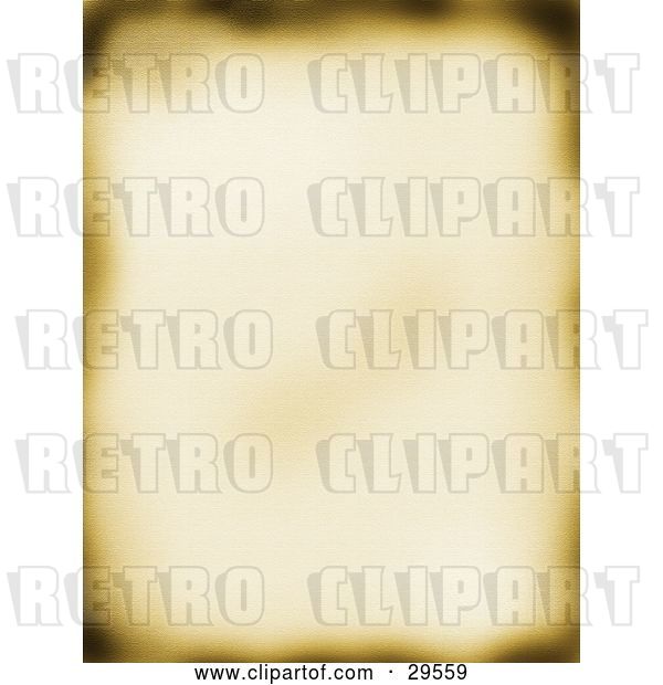 Clip Art of Retro Blurred Old Piece of Parchment Paper with Burnt Edges