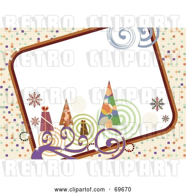 Clip Art of Retro Christmas Tree Background with Text Space